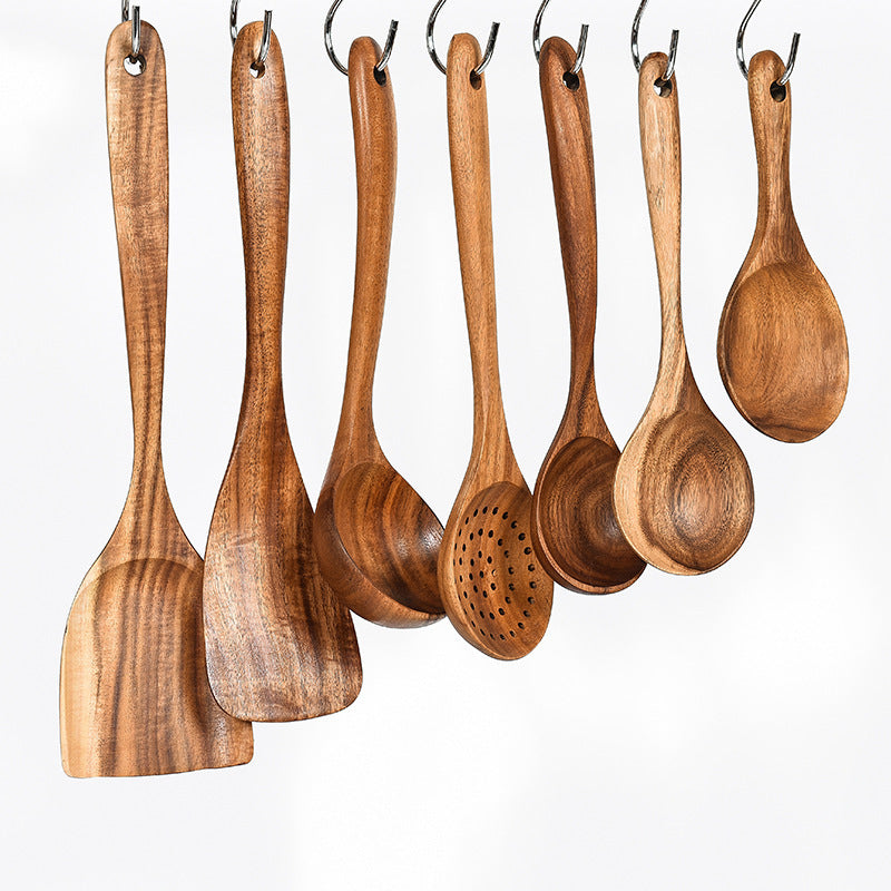 Teak Natural Wood Tableware Spoon Ladle Turner - Space Saving Design