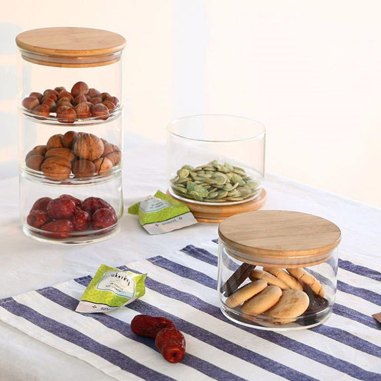 EcoSeal™ Stackable Glass Storage Jars with Bamboo Lids