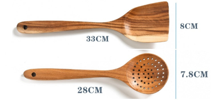 Teak Natural Wood Tableware Spoon Ladle Turner - Space Saving Design
