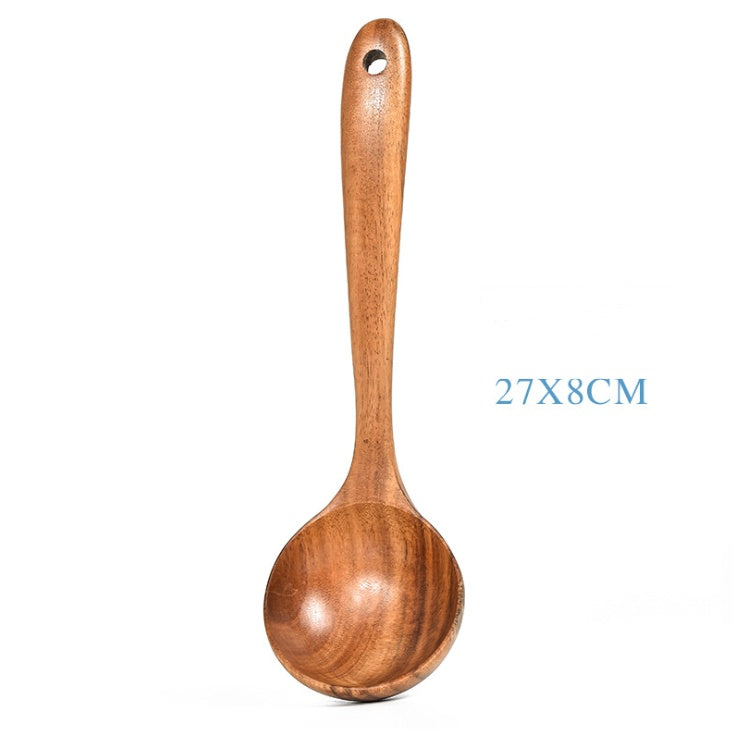 Teak Natural Wood Tableware Spoon Ladle Turner - Space Saving Design