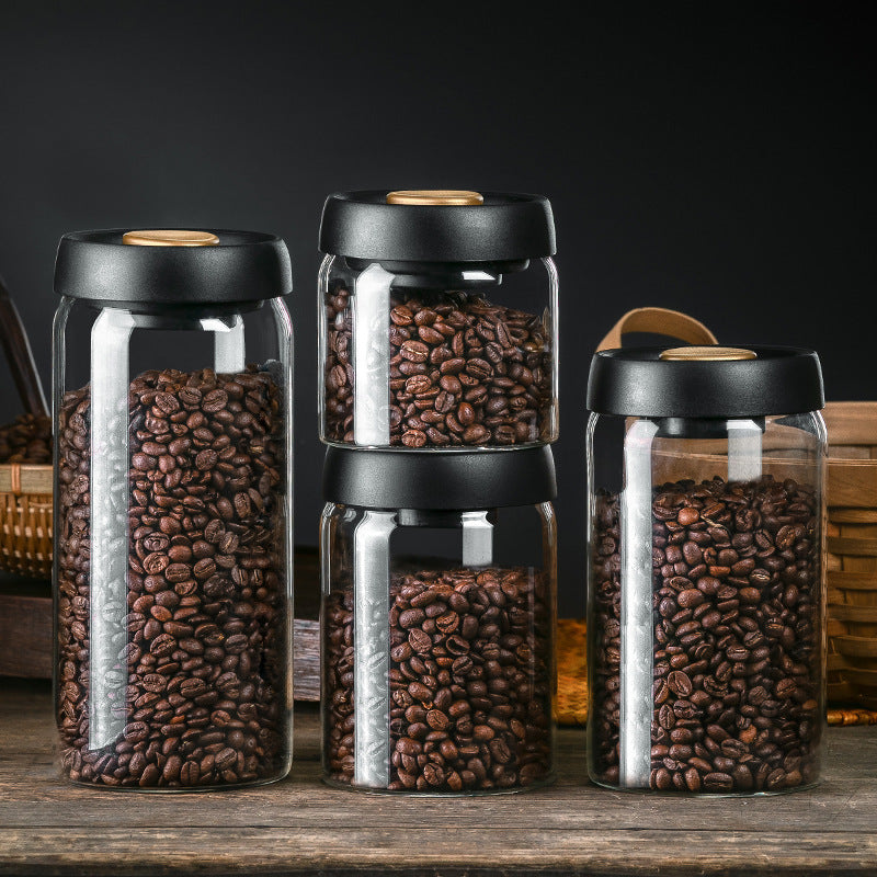 Vacuum Sealed Jug Set Black Coffee Beans Glass