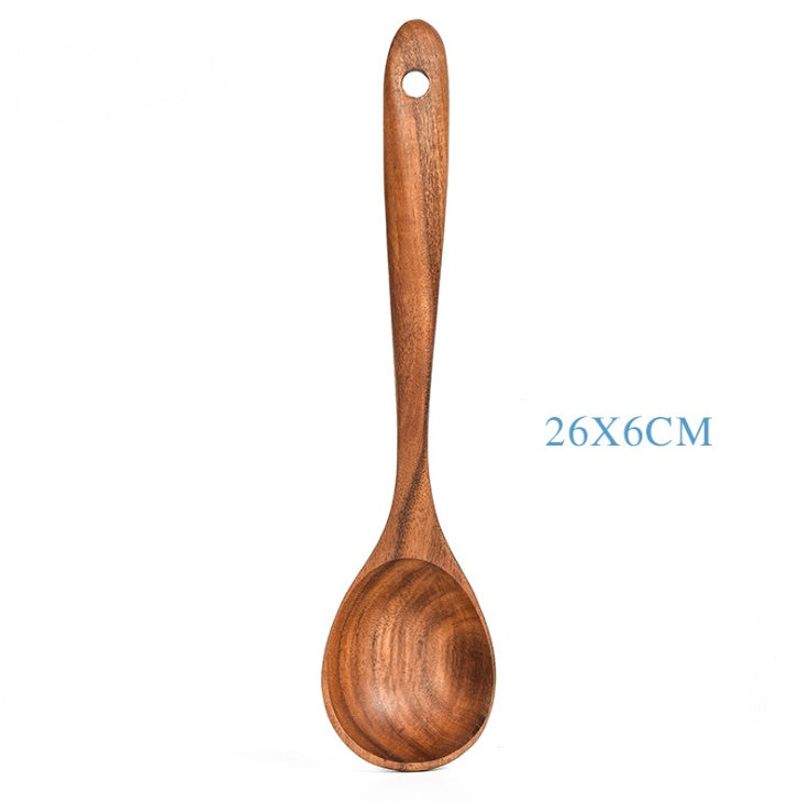 Teak Natural Wood Tableware Spoon Ladle Turner - Space Saving Design