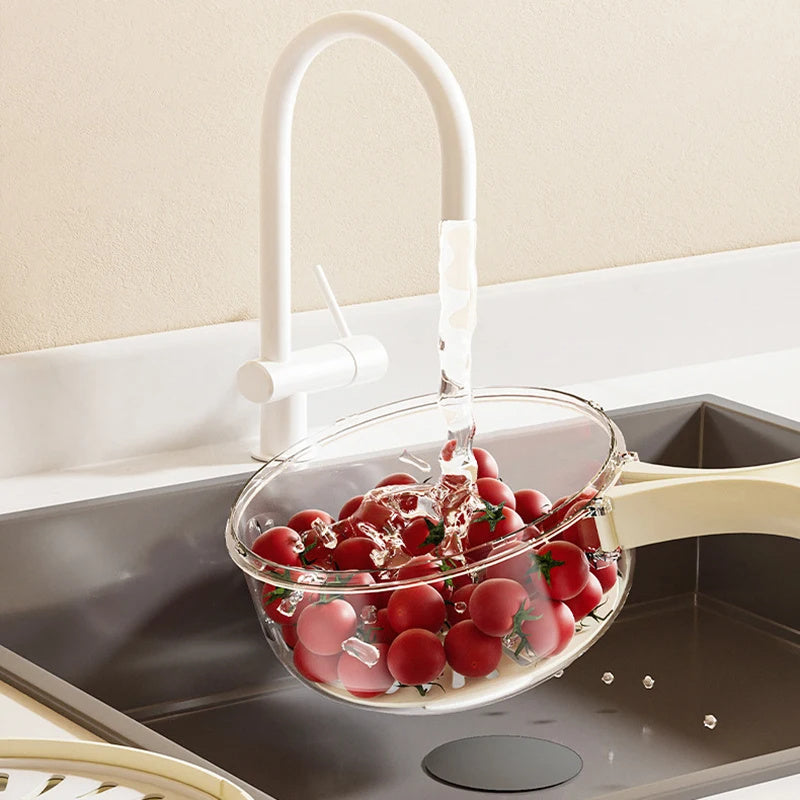 Fruit Drain Basket With Lid Vegetable Washing Bowl