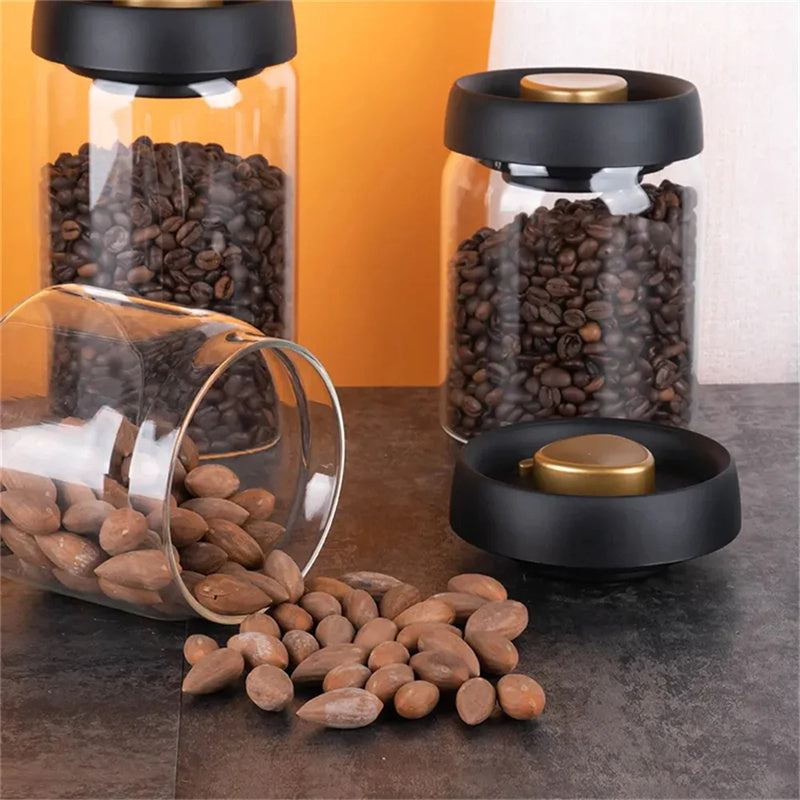 Vacuum Sealed Jug Set Black Coffee Beans Glass