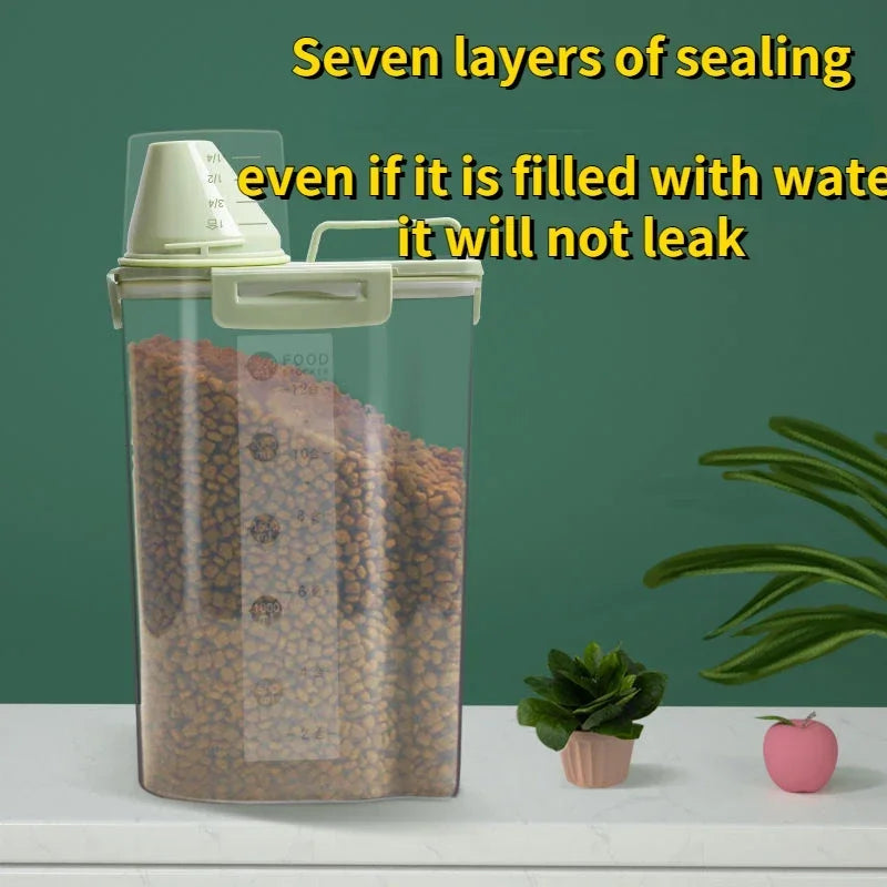 Food Storage Pail with Measuring Cup — Space-Saving Organizer