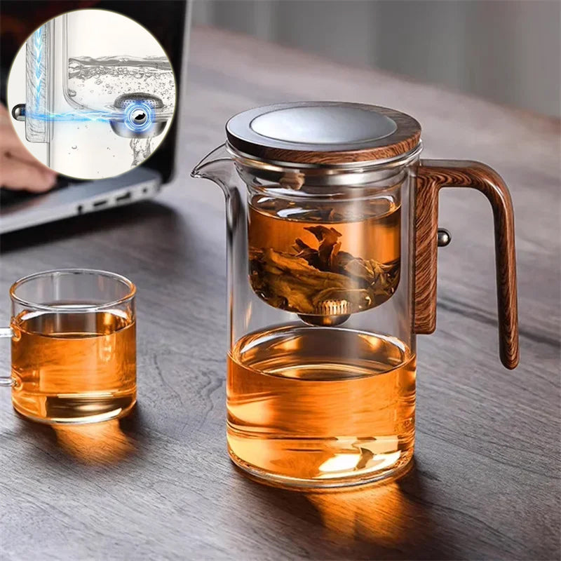 Magnetic Glass Teapot with Wood Handle and Filter