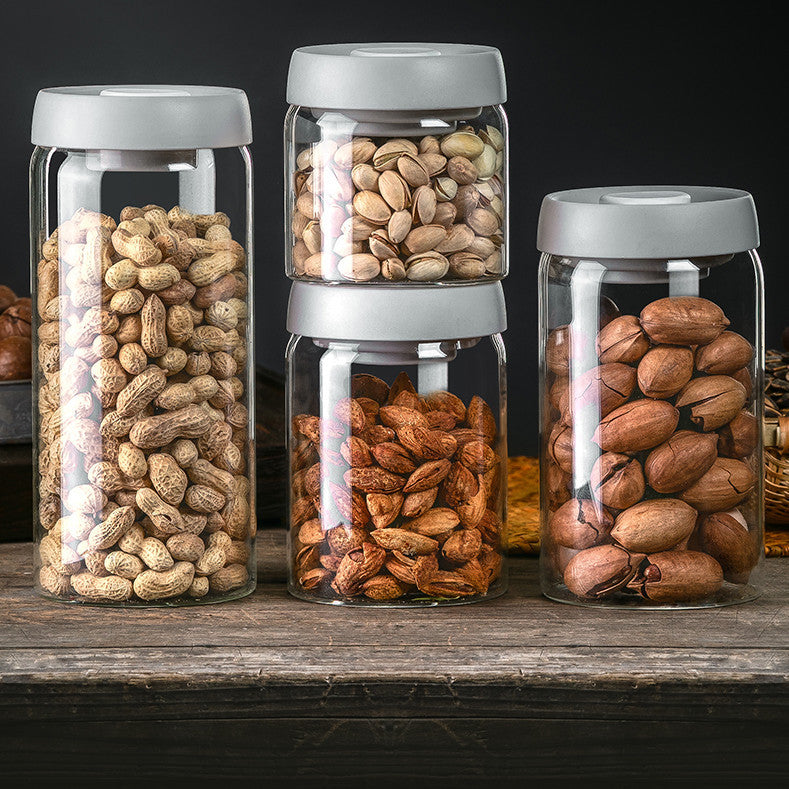 Glass Storage Jar for Coffee and Nuts Vacuum Sealed
