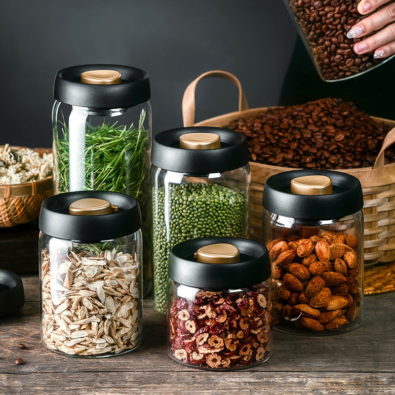 Glass Storage Jar for Coffee and Nuts Vacuum Sealed