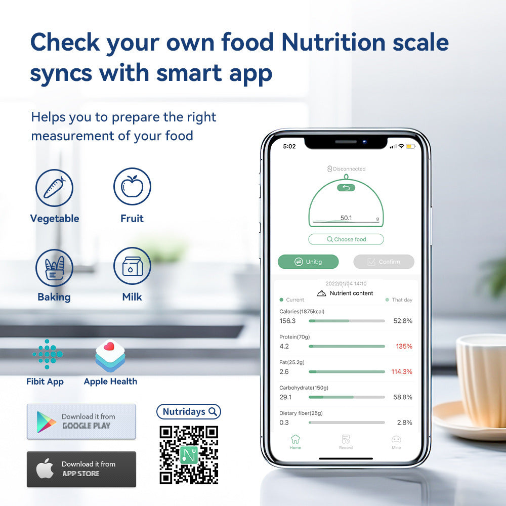 Digital Kitchen Scale with Nutrition Calculator and App
