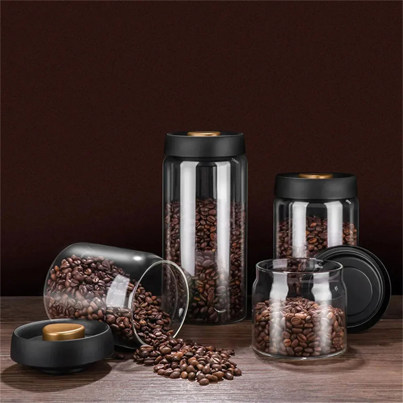 Vacuum Sealed Jug Set Black Coffee Beans Glass